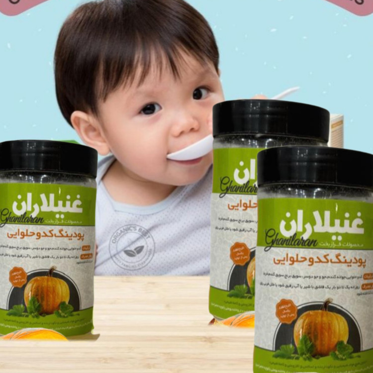 «پودینگ کدو حلوایی ارگانیک، مناسب کودکان از ۶ ماه به بالا و بزرگسالان، تقویت سیستم ایمنی و هضم راحت با مواد طبیعی.»