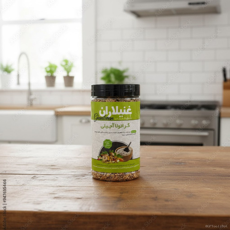 «گرانولای آجیلی با شیر خرما، میانوعده سالم و مقوی برای کودکان و بزرگسالان، سرشار از پروتئین، انرژی و مواد مغذی طبیعی.»